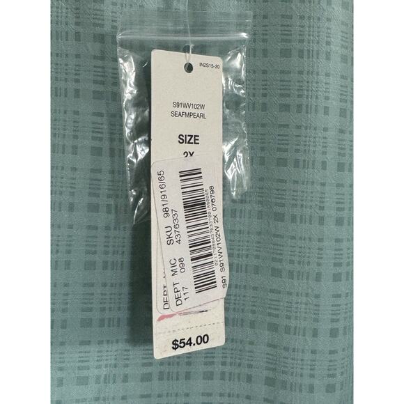 NWT Investments Woman 2X Top blouse Top Mint Green Balloon Sleeves Lined #2462 - Picture 9 of 12